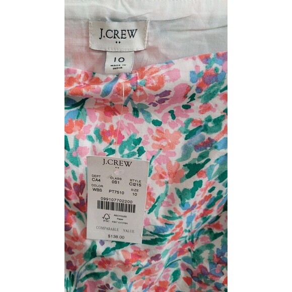 NWT J.Crew Ruffle Sleeve Floral Cotton Midi Dress Pink Green Sz 10 CI215 Pockets - Picture 3 of 12